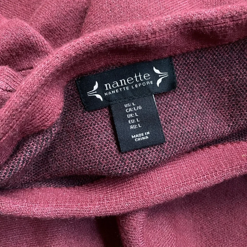 Nanette Lepore Nylon Blend Side Zipper Pullover Crew Neck Burgundy Sweater Large - Picture 4 of 7